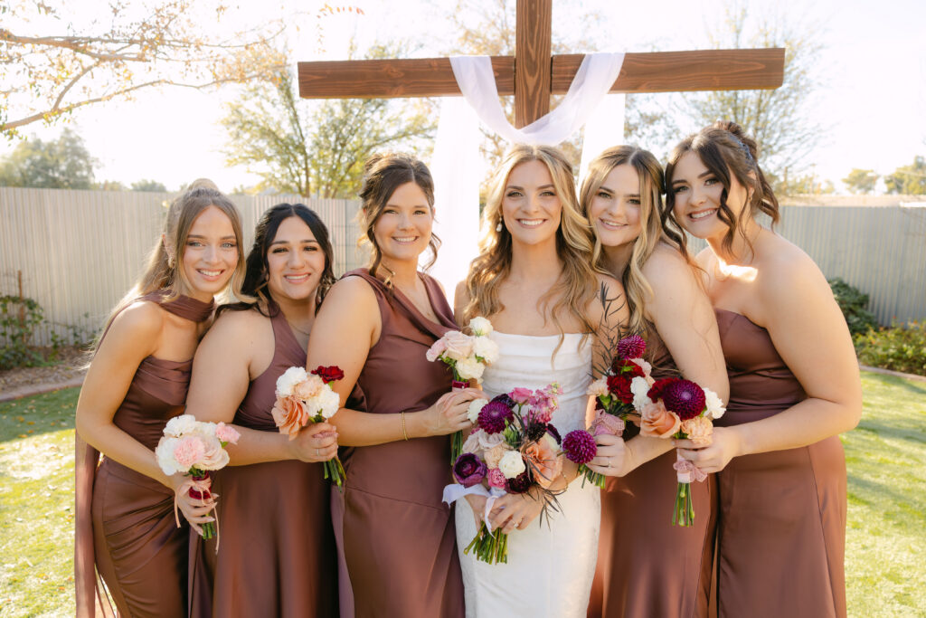 Bridal Party Photos at the Alter at Schnepf Farms Big Red Barn in Queen Creek Arizona